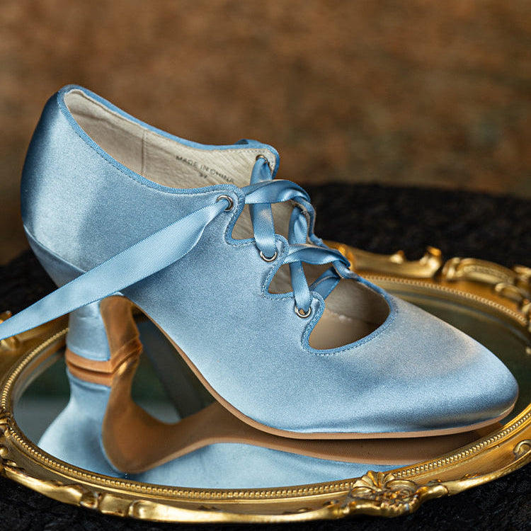 Si Wu 丝舞 Dancing Silk 1910s Genuine Leather Wine Glass Heel Lace Up Shoes