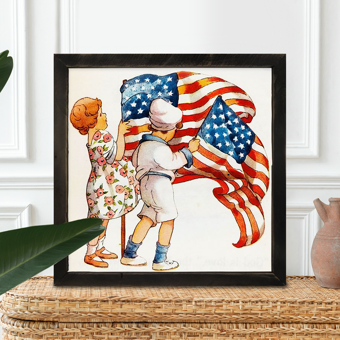 Vintage Kids with Flags