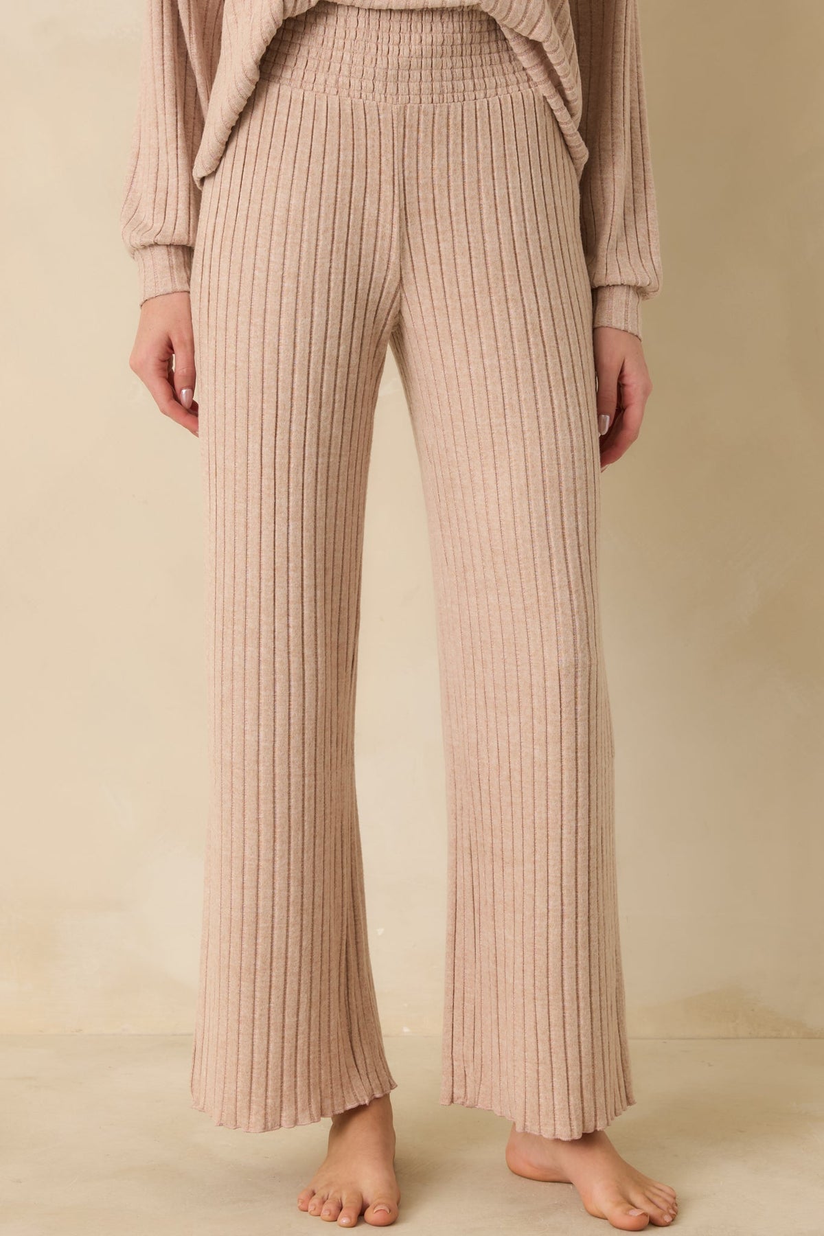 Z Supply Taupe Dawn Smocked Rib Pants