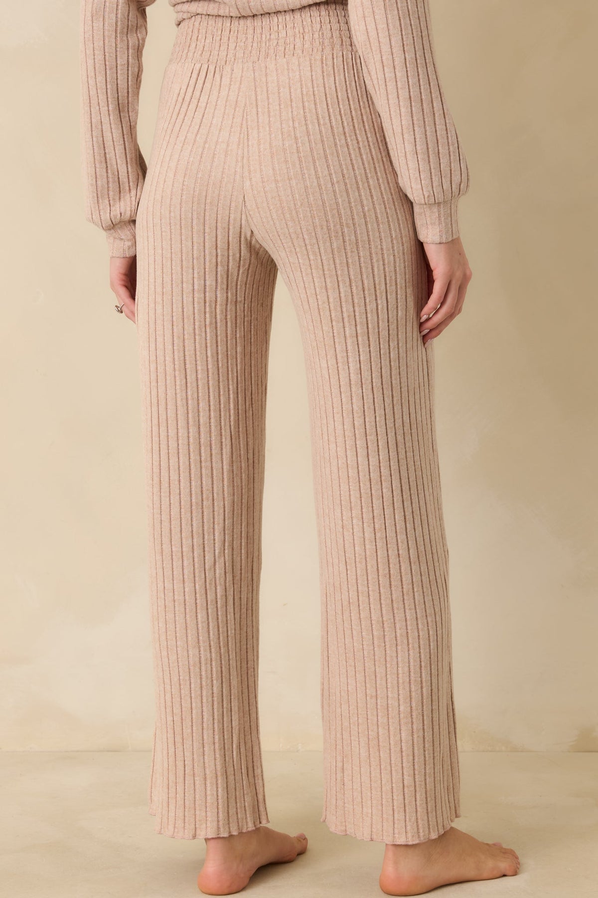 Z Supply Taupe Dawn Smocked Rib Pants