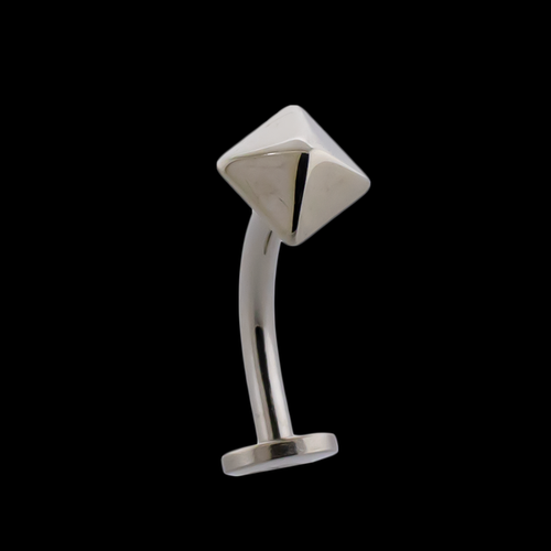 16G Titanium Curved Barbell w/ Pyramid Stud End - Khrysos Jewelry
