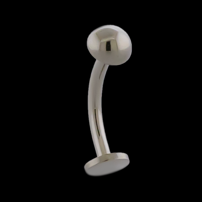 16G Titanium Internally Threaded Curved Barbell w/ Plain Dome - Khrysos Jewelry