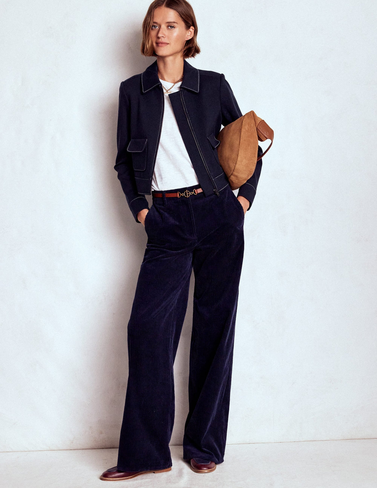 Zip Patch Pocket Jacket-NAVY