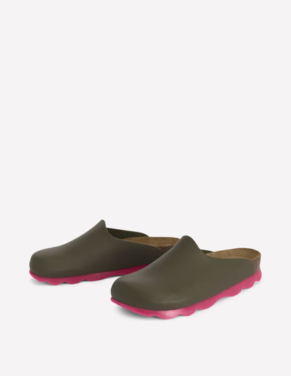 Lyla Colour Block Clogs-Khaki/Pink