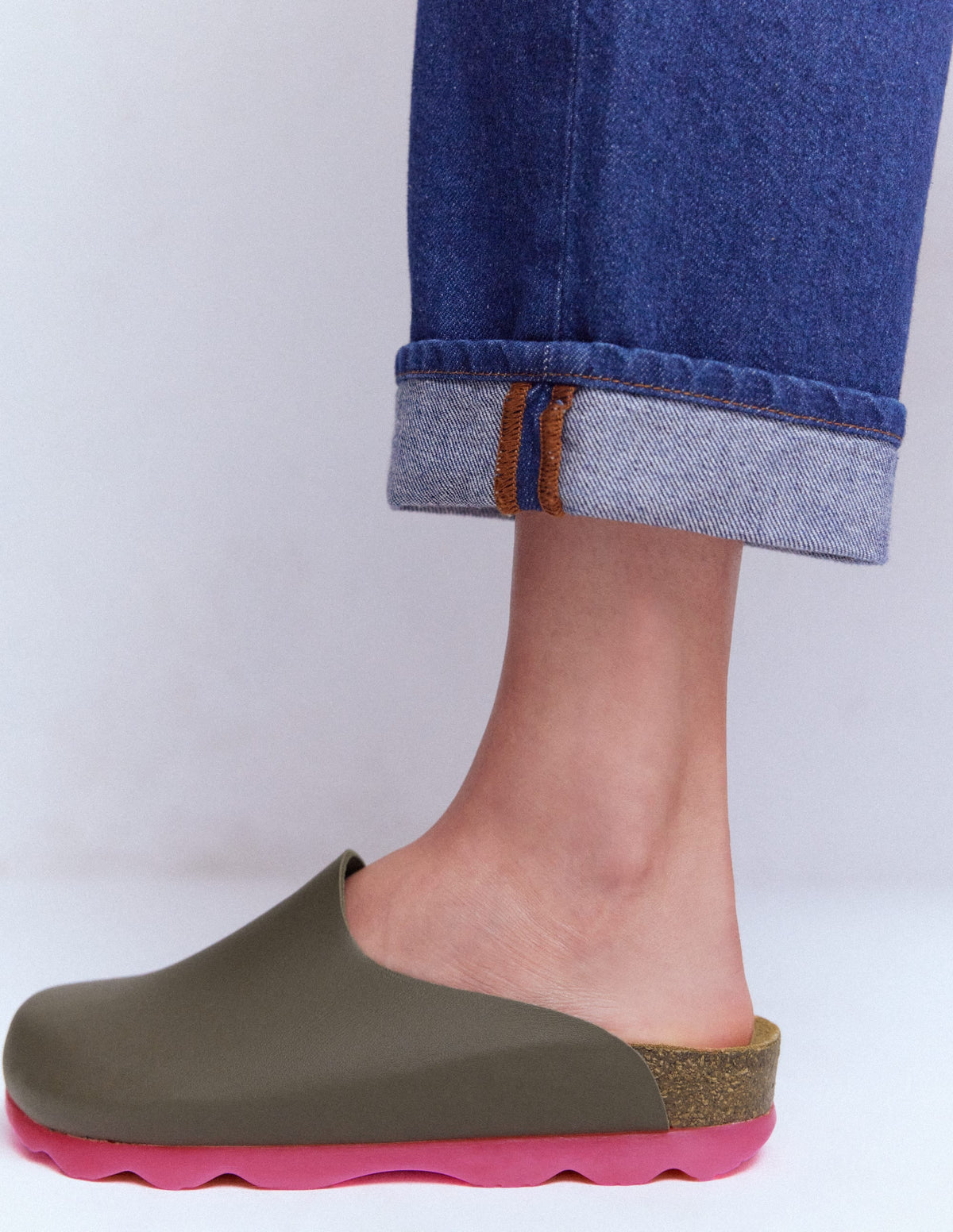 Lyla Colour Block Clogs-Khaki/Pink