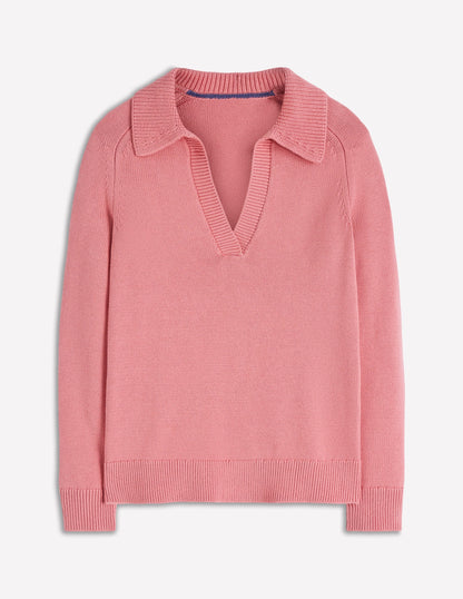 Cotton Henley Sweater-Dusty Rose