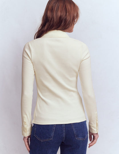 Collared Button Through Top-Ivory