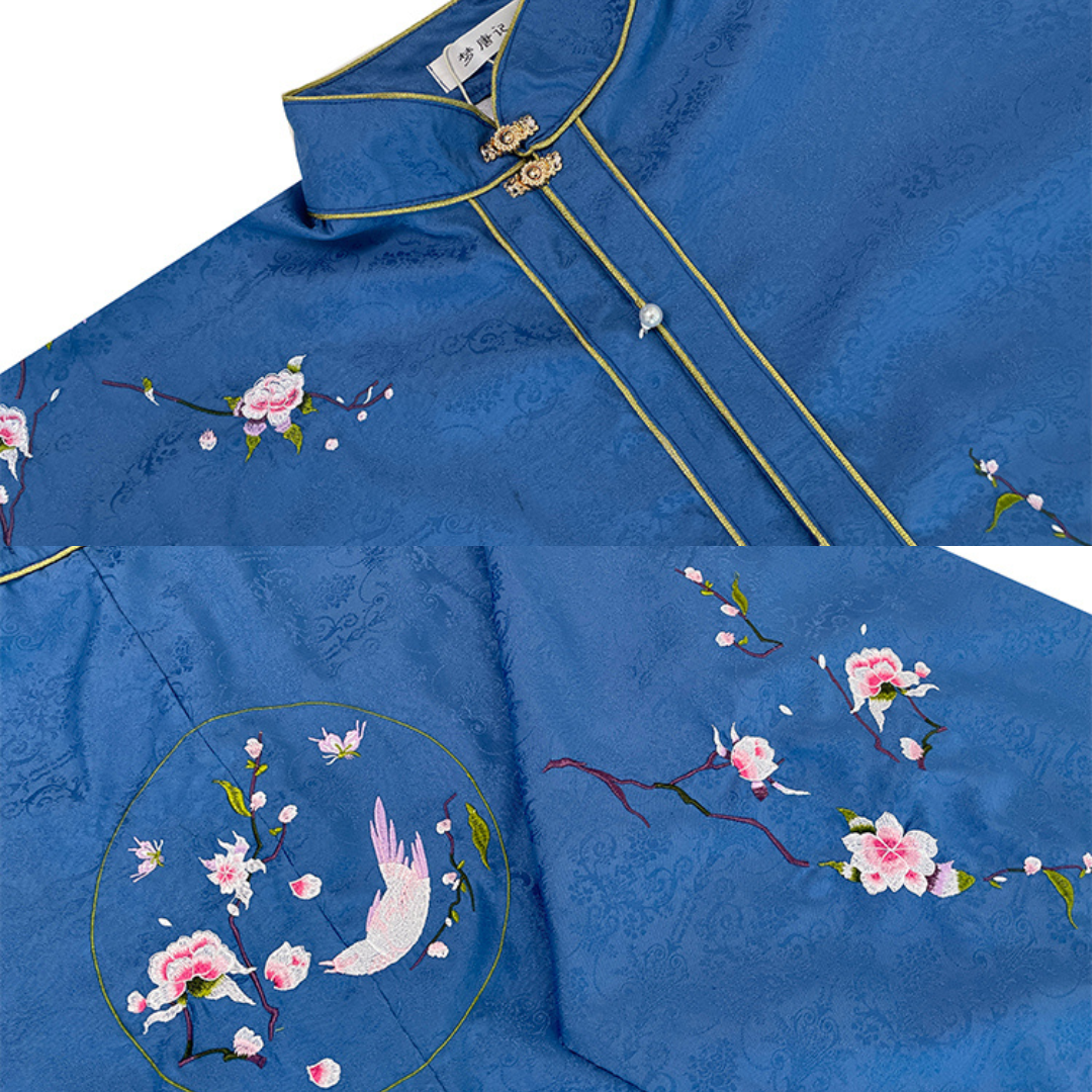 Hua Ling'er 花灵儿 Flower Spirit Ming Dynasty Plus Size Liling Standing Collar Top & Mamian Skirt