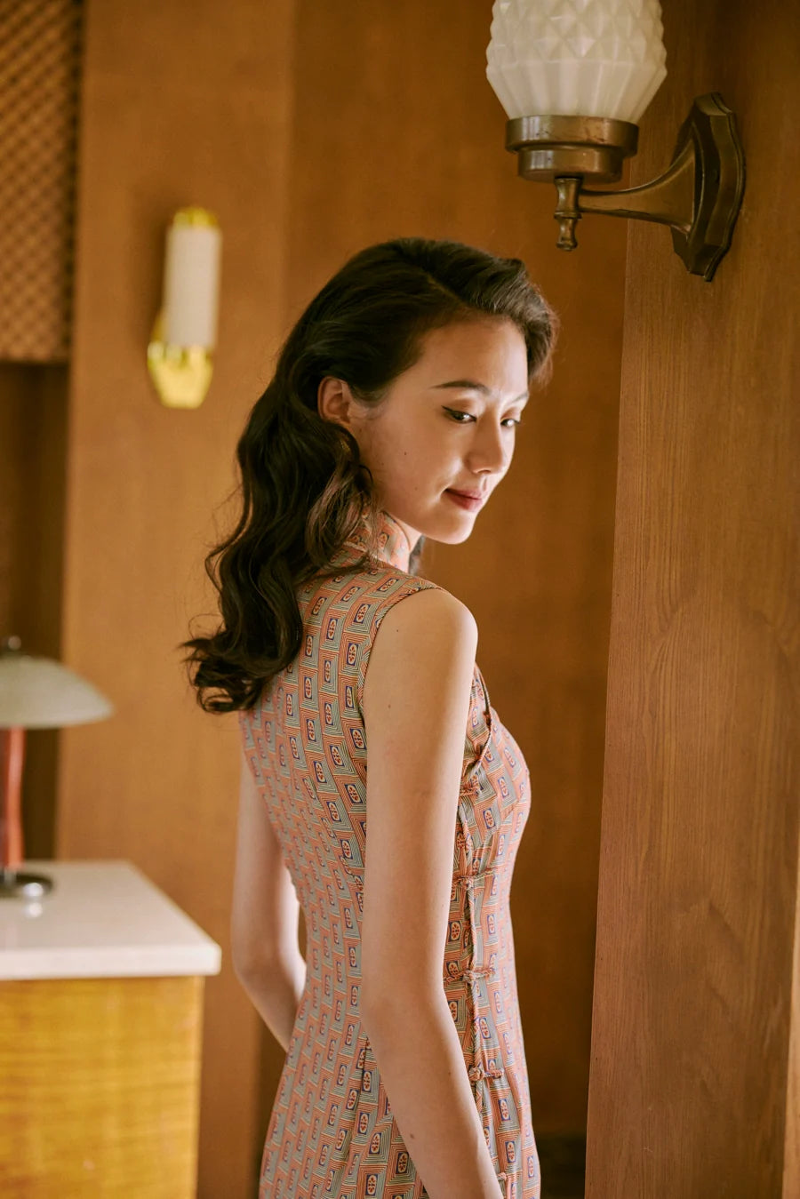 Li Sha 丽莎 Lisa 1940s Midcentury Geometric Sleeveless Daily Qipao