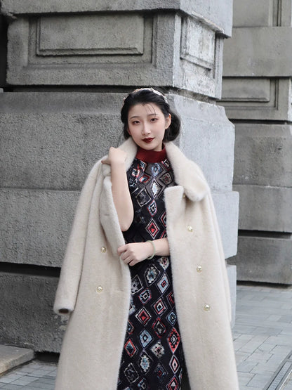 Gatsby 盖茨比 1920s Sheer Velvet Bottle Neck Qipao