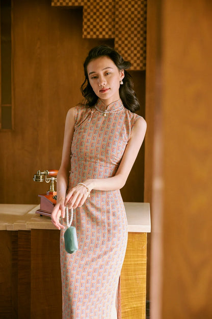 Li Sha 丽莎 Lisa 1940s Midcentury Geometric Sleeveless Daily Qipao