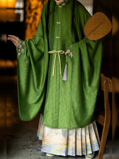 Piao Zheng 飘筝 Floating Kites Modernized Ming Yunjian Cloud Collar Long Top & Mamian Skirt Set