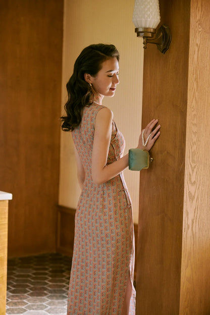 Li Sha 丽莎 Lisa 1940s Midcentury Geometric Sleeveless Daily Qipao