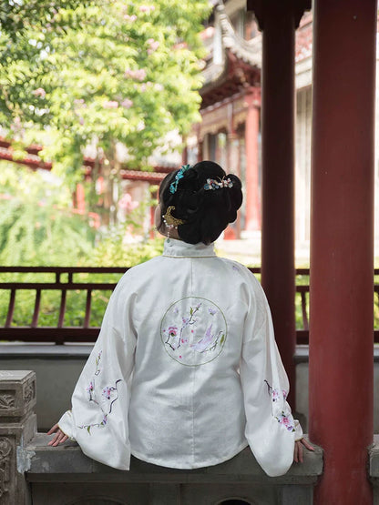 Hua Ling'er 花灵儿 Flower Spirit Ming Dynasty Plus Size Liling Standing Collar Top & Mamian Skirt