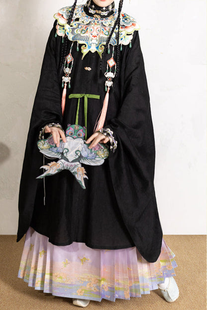 Piao Zheng 飘筝 Floating Kites Modernized Ming Yunjian Cloud Collar Long Top & Mamian Skirt Set