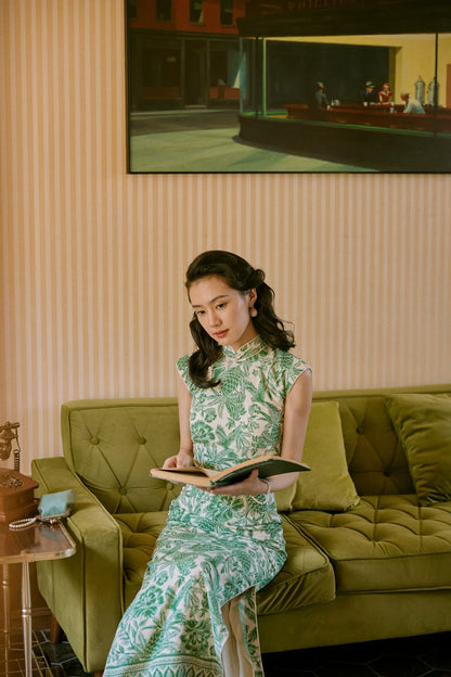 Nan Yang 南洋 Southern Borders 1950s Jungle Print Cap Sleeve Daily Qipao