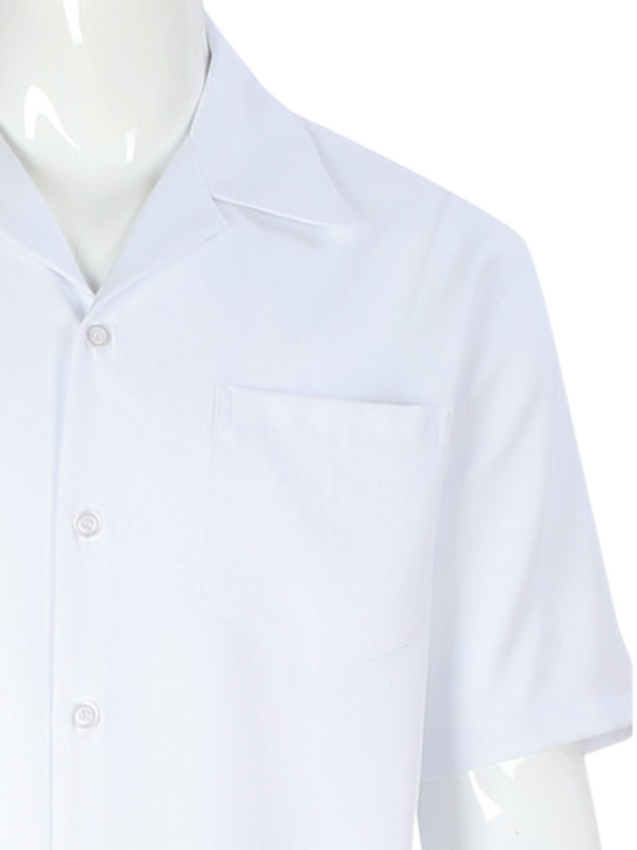 Apollo King Royal Diamond White Textured Classic Fit Short Sleeve Walking Suit