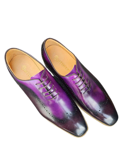 Carrucci Mens Purple Two Tone Lace-up Oxford Leather Dress Shoes