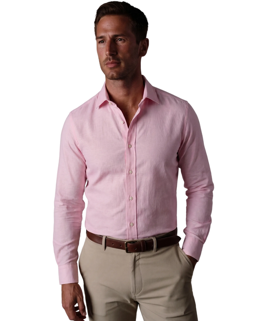 Christopher Morris Solid Pink Slim Fit Spread Collar Non-Iron Barrel Cuff Cotton Dress Shirt