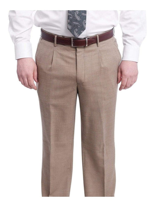 Arthur Black PANTS Arthur Black Classic Fit Light Brown Birdseye Single Pleated Wool Dress Pants