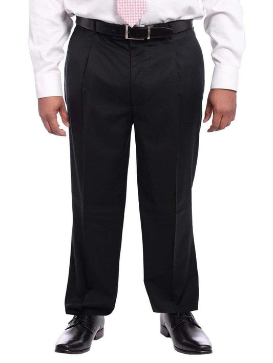 Arthur Black PANTS Arthur Black Classic Fit Solid Black Single Pleated Wool Dress Pants