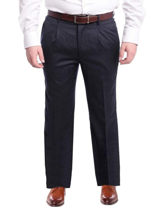 Arthur Black PANTS Arthur Black Classic Fit Solid Navy Single Pleated Wool Dress Pants