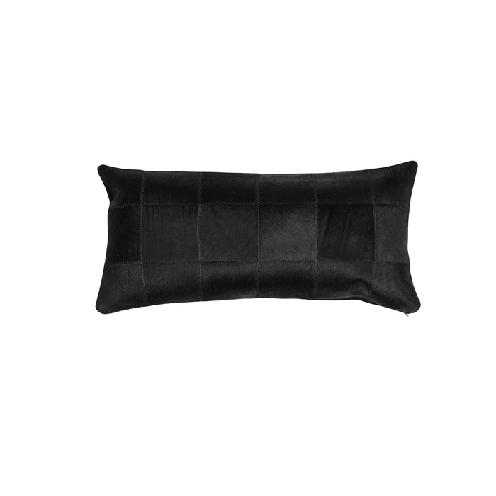 Cowhide Patchwork Black Pillow