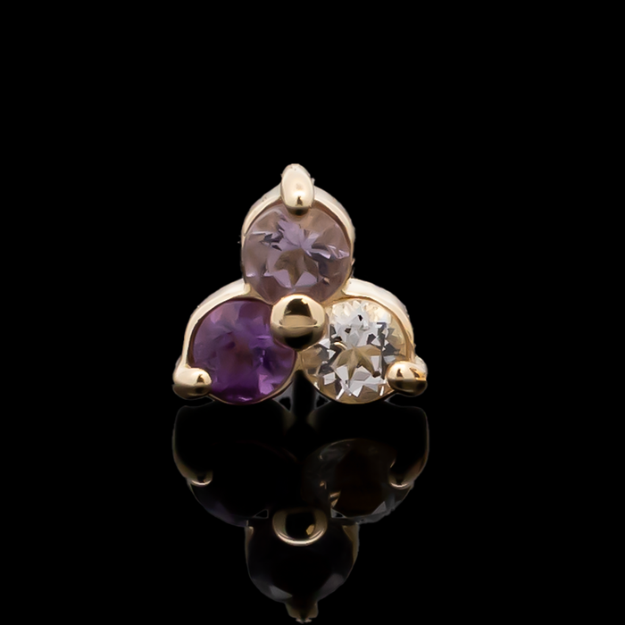 Yellow Gold / 4.5mm / Dark Amethyst/Pink Amethyst/White Topaz