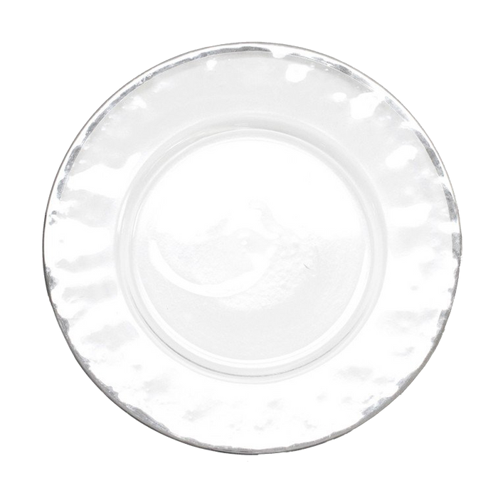 Hammered Silver Rim Glass Charger