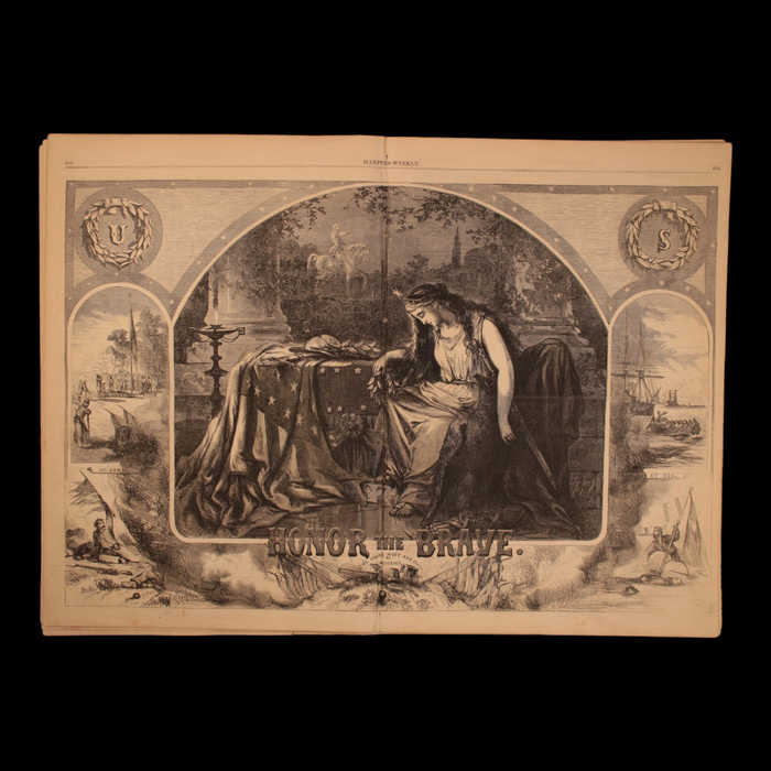 Harper's Weekly — Gen. Burnside Cover, "The Life of a Spy" Engraving, "Honor the Brave" Centerfold