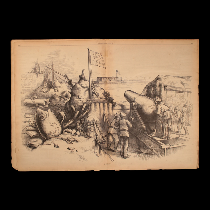 Harper's Weekly — "The Solid South," Many Political Comics About the Post War South