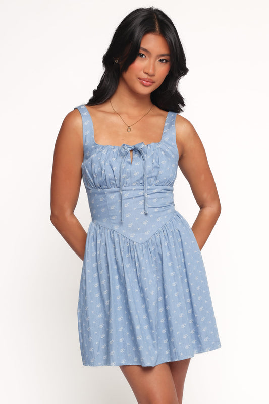 Shelton Mini Dress - Floral Denim