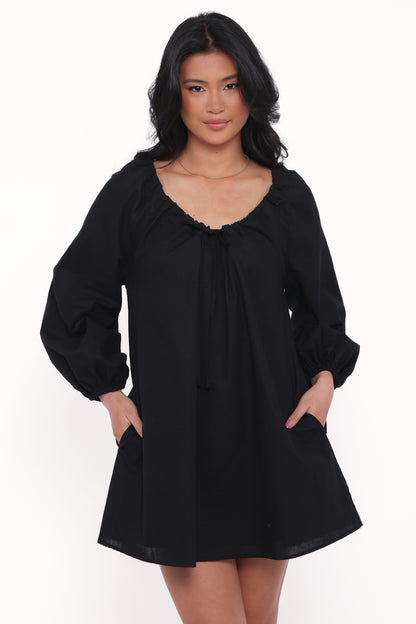 Walker Smock Mini Dress - Black