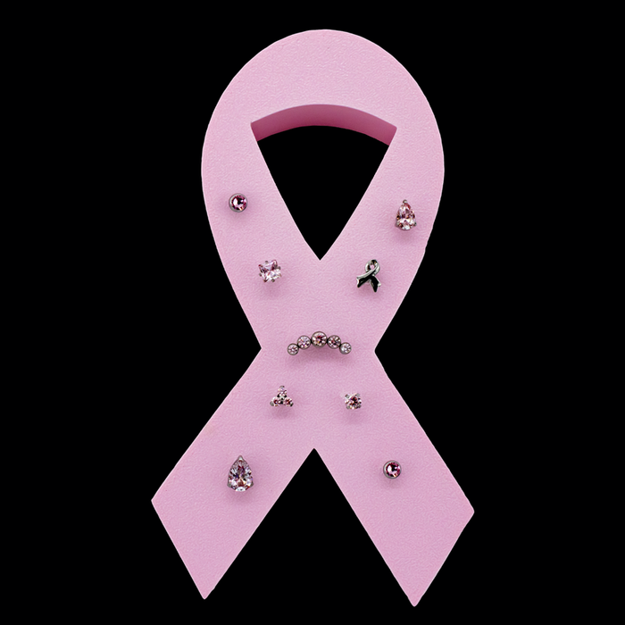 Pink Ribbon Threadless Jewelry Display - Khrysos Jewelry
