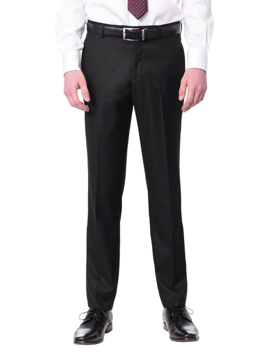 Raphael PANTS Raphael Slim Fit Solid Black Machine Washable Dress Pants