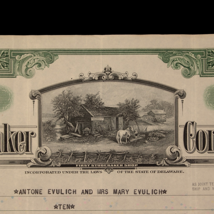 Studebaker Corporation Stock Certificate - 1940s - Auto Industry