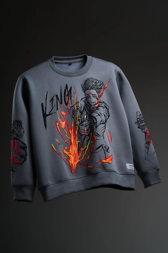 The Shibuya Incident – Anime Oversized Sweatshirt with Puff Print and Embroidery