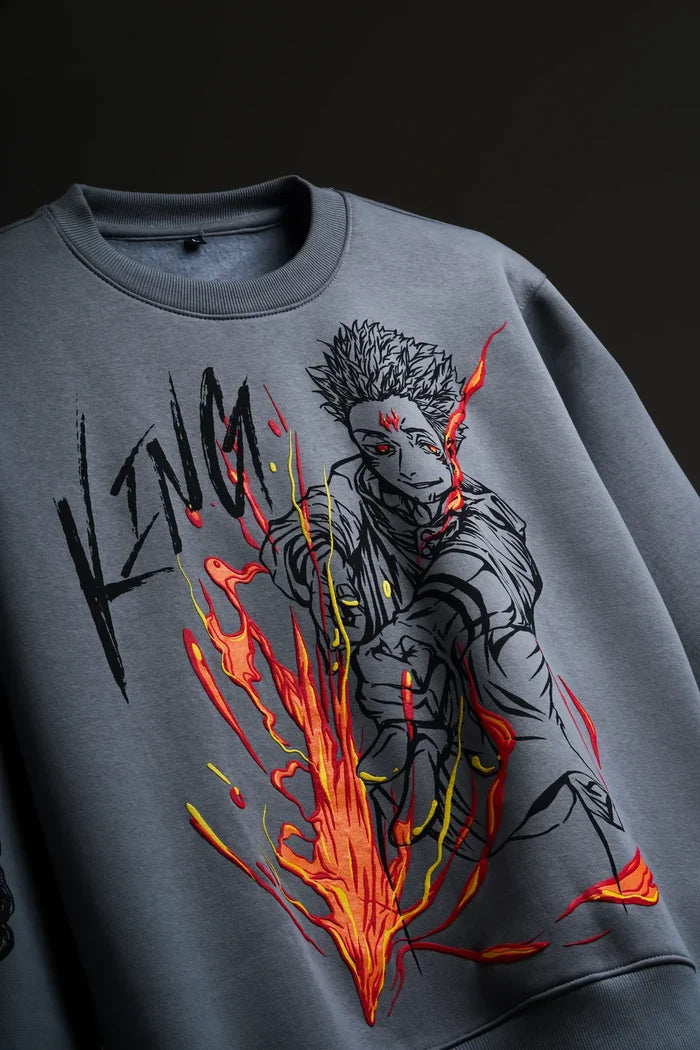 The Shibuya Incident – Anime Oversized Sweatshirt with Puff Print and Embroidery
