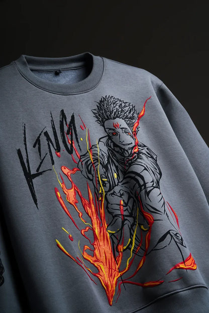 The Shibuya Incident – Anime Oversized Sweatshirt with Puff Print and Embroidery