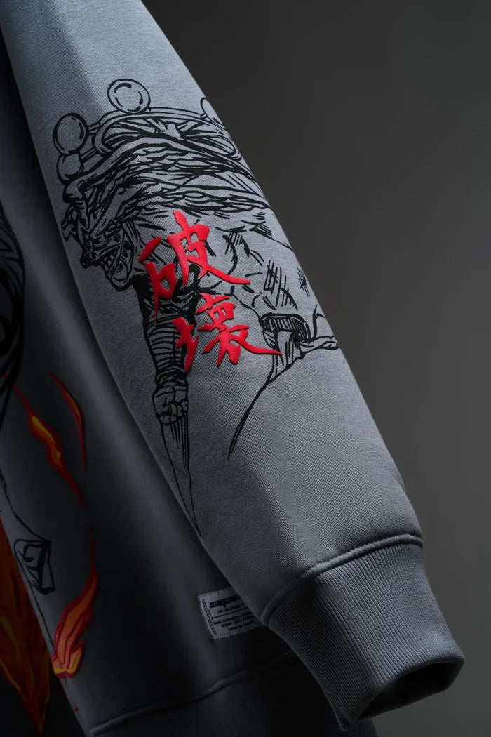 The Shibuya Incident – Anime Oversized Sweatshirt with Puff Print and Embroidery
