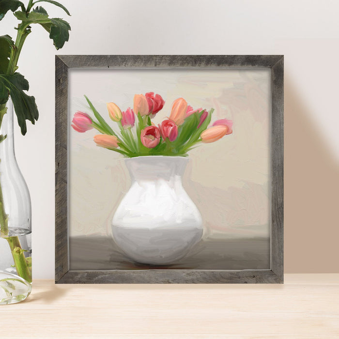 Tulips in White Vase
