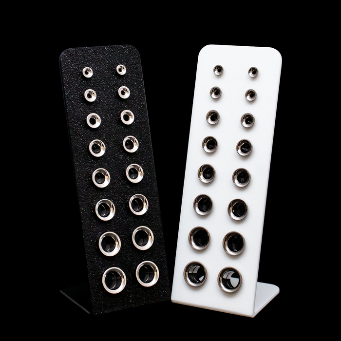 Upright Plug Display | Eco-Conscious Polylactide | 8G–00G Showcase - Khrysos Jewelry