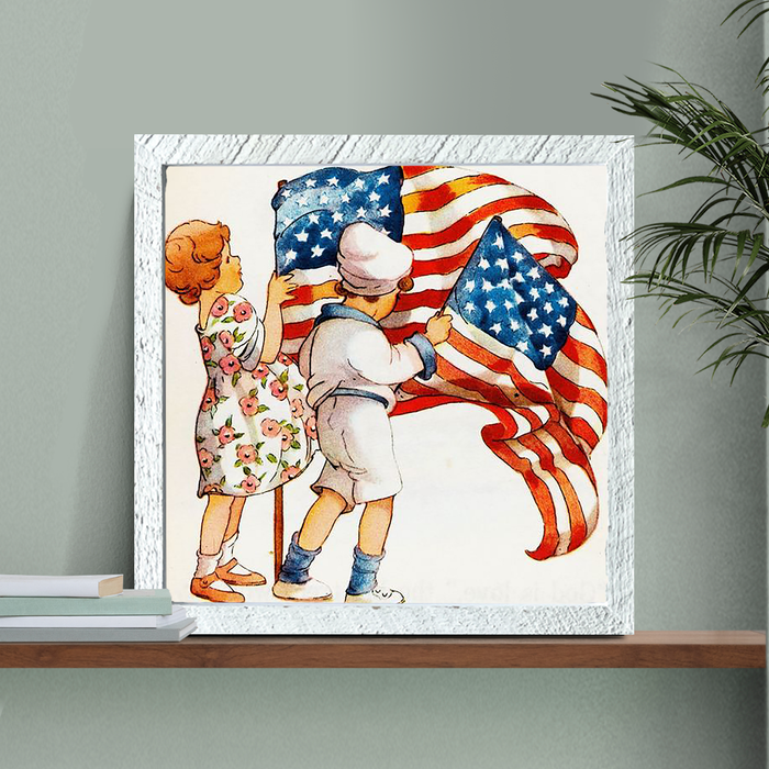 Vintage Kids with Flags