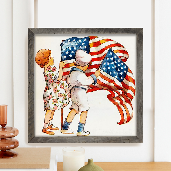 Vintage Kids with Flags