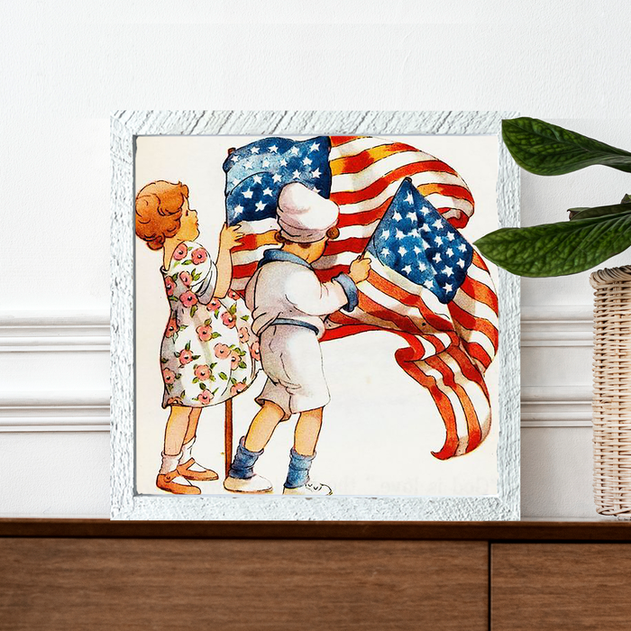 Vintage Kids with Flags