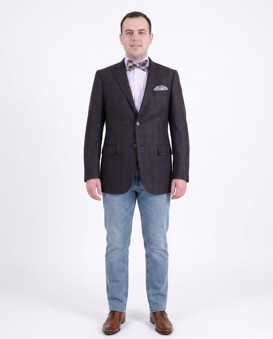 Zanetti Regular Fit Brown Plaid Two Button Wool Blazer Sport Coat - The Suit Depot