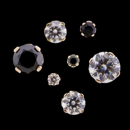 Zarela – 14kt Gold Flat Back Prong-Set Zirconia - Khrysos Jewelry